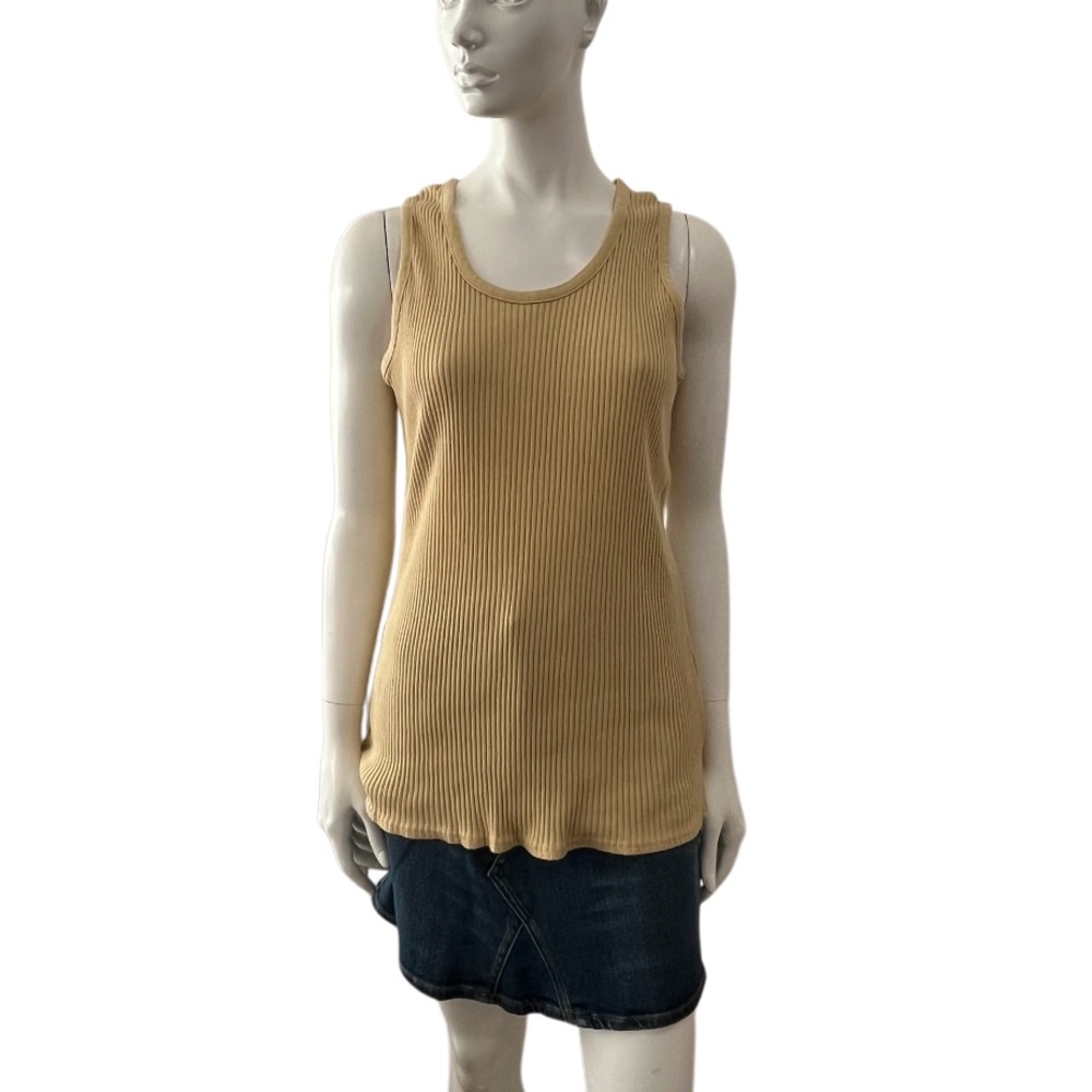 Vintage Woolrich 100% Cotton Buttery Pale Yellow Ribbed Tank Top